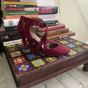Lace Suede Burgundy Heels